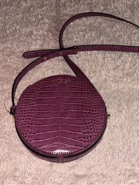 Nine West Croc-Embossed Round Crossbody Bag in Plum